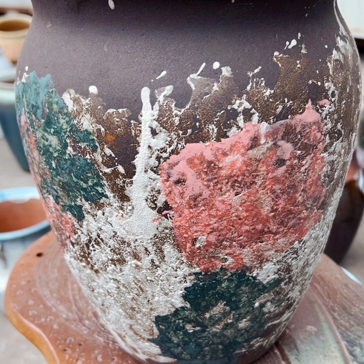 紫砂花盆高约28口约20