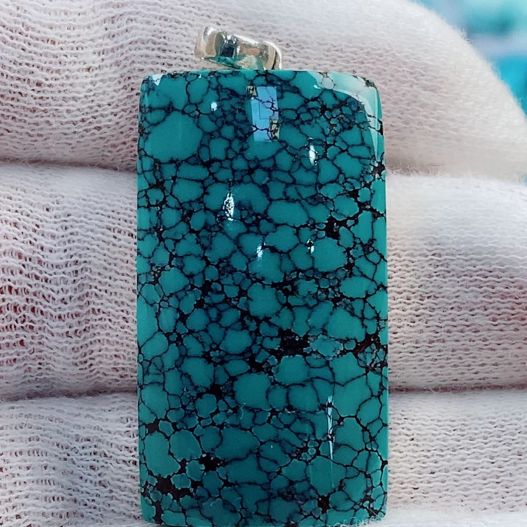 绿松石银S925镶嵌原矿无优化