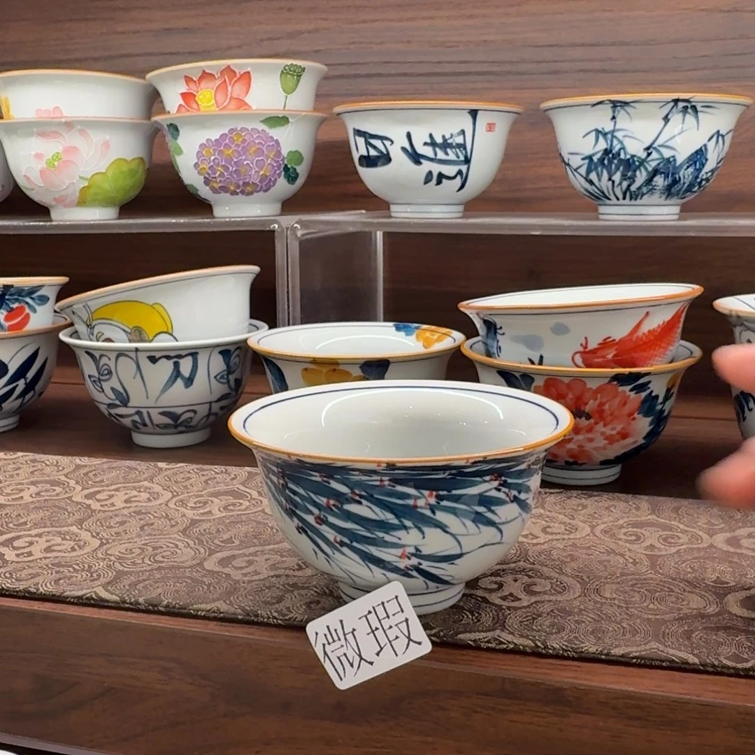 釉下手手绘茶具微瑕