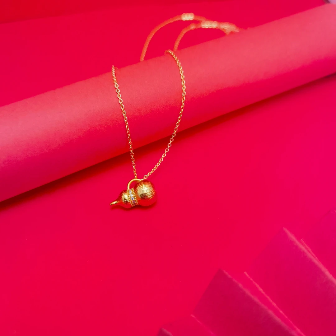 合金项链 金镶钻拉丝小葫芦GS0056J