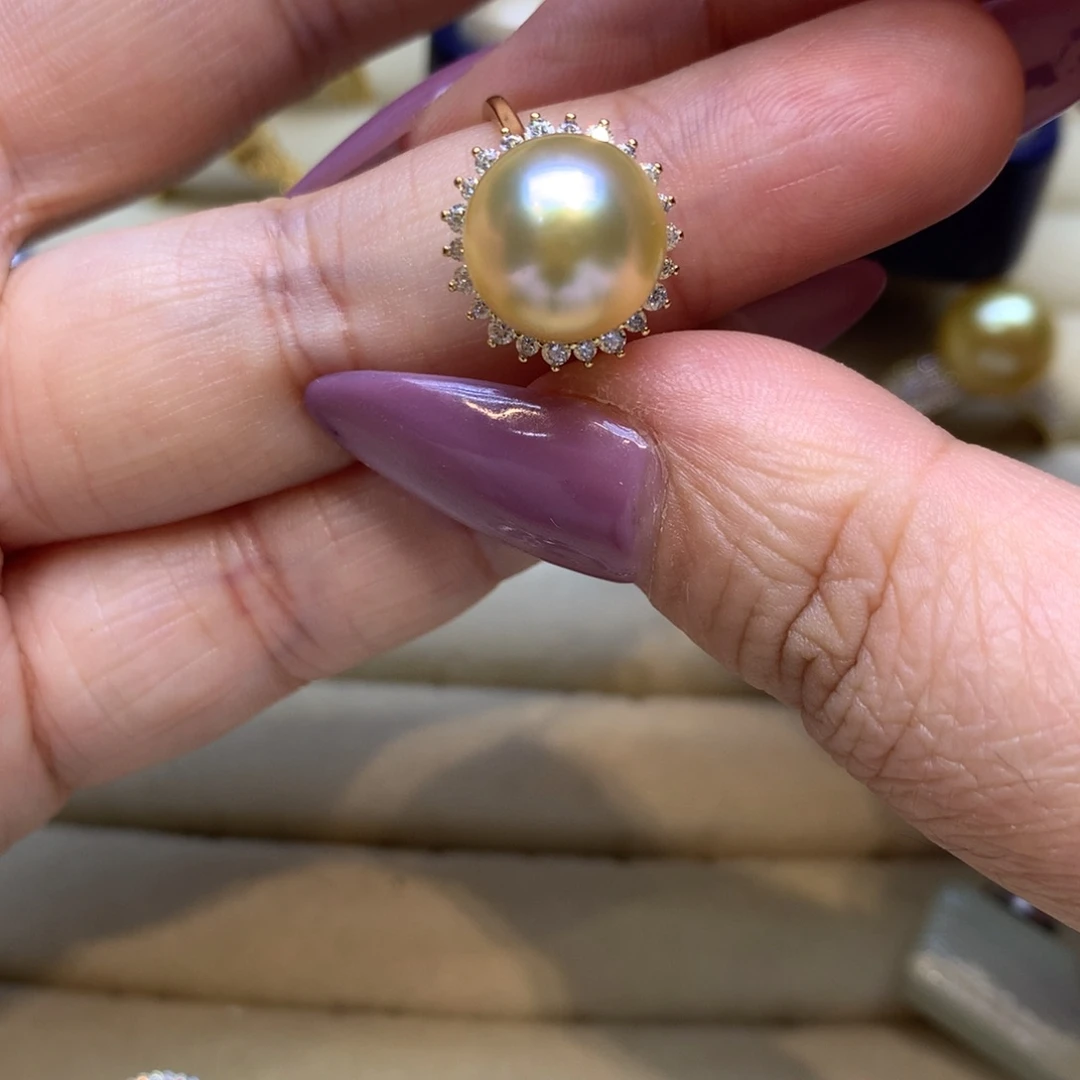 银S925镶嵌戒指海水珍珠