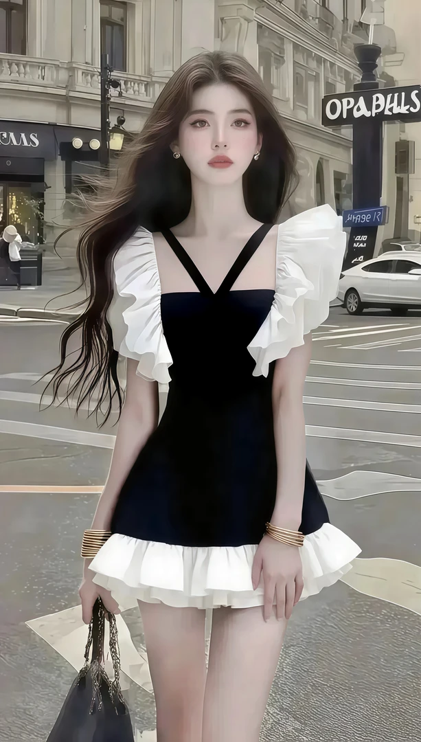 性感辣妹纯欲小众设计感新款夏季显瘦个性连衣裙修身显瘦收腰温柔