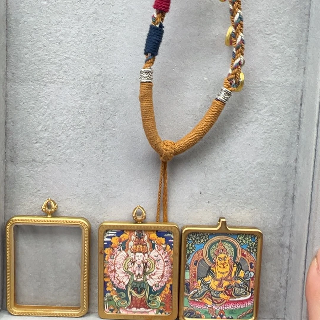 吊坠冷***偉铜双面千手黄老爷绳子10