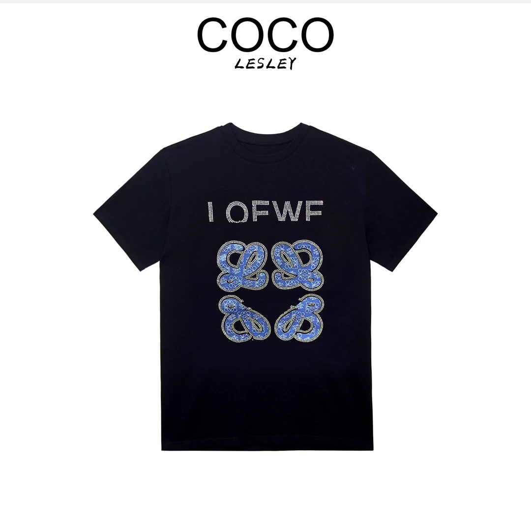 【COCO LESLEY】常规宽松字母印染潮流T恤运动经典黑色圆领--LT048