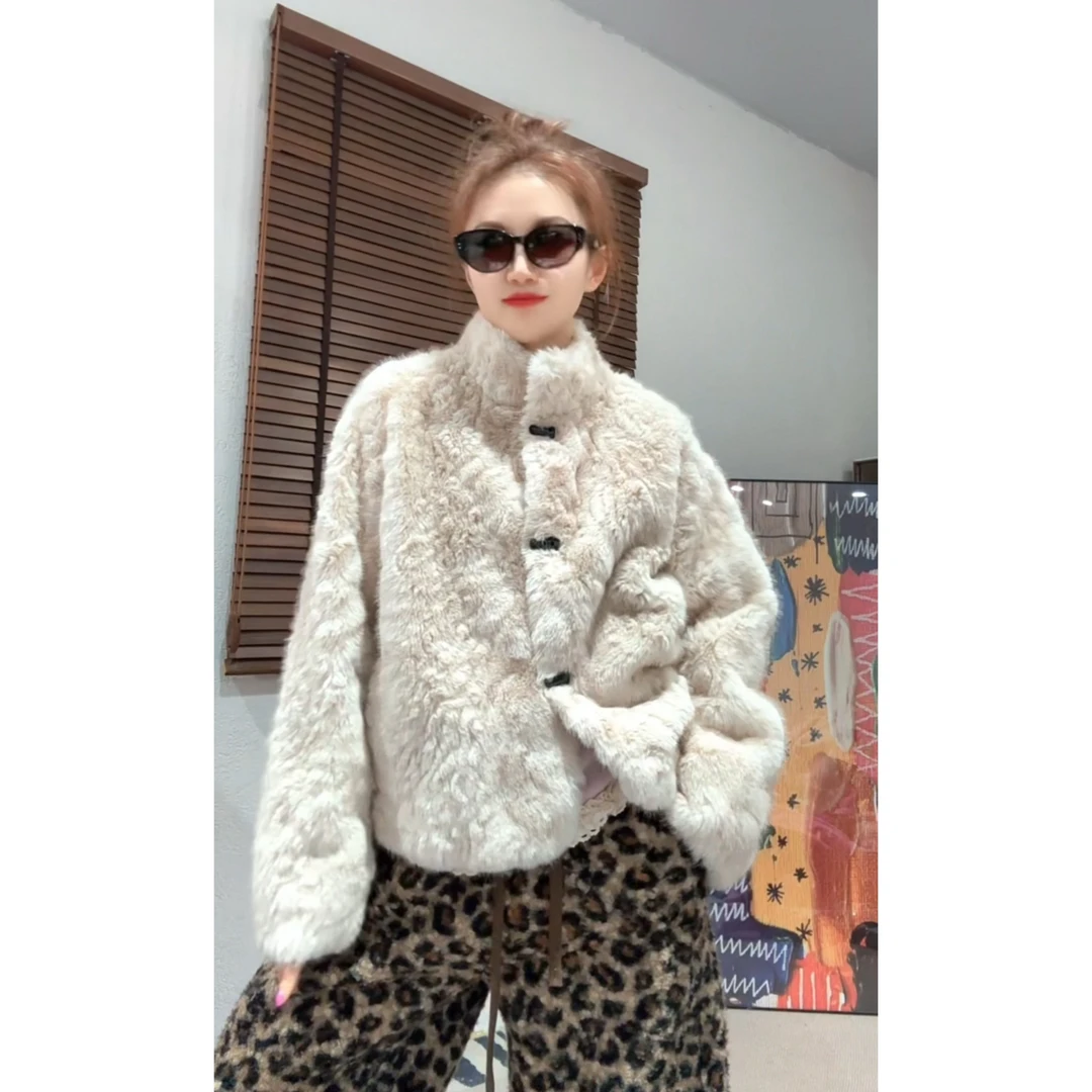 【Z.D.C】奶呼呼毛绒绒牛角扣立领短外套/百搭高级保暖时尚