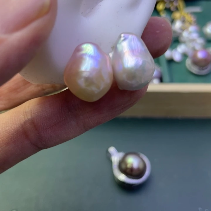 淡水珍珠耳饰银S925镶嵌