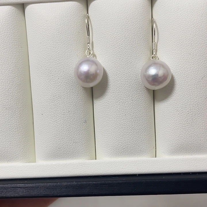 合金淡水珍珠耳饰10-11mm