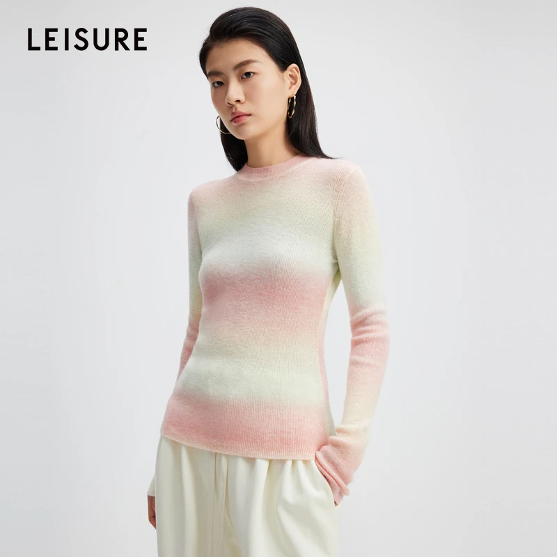 籽言专属LEISURE/三彩·丽雪甄选渐变羊毛混纺纱线毛衫0915