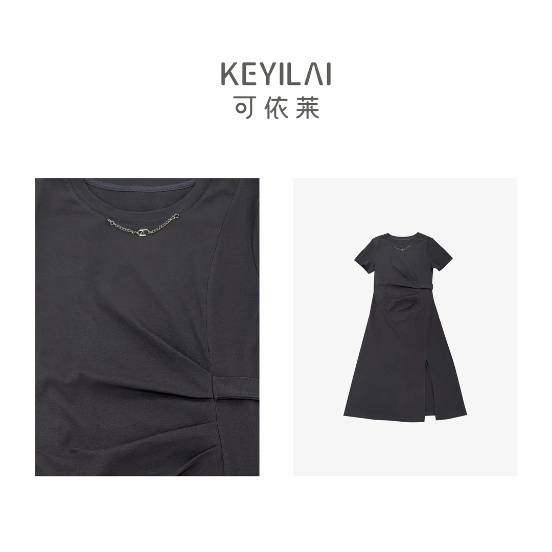 夏季A字裙H型中长裙连衣裙休闲黑色春夏设计师DY5X5I0995