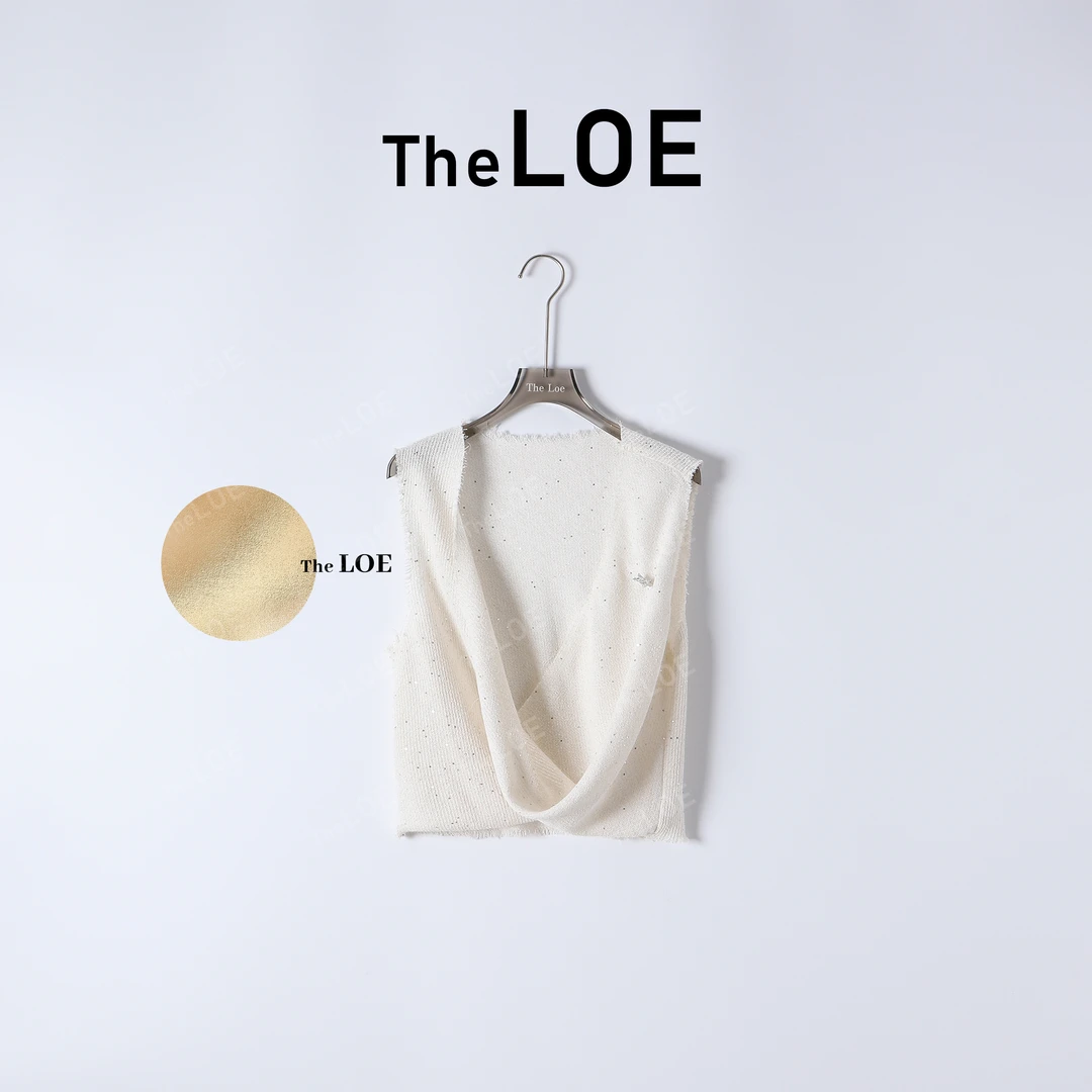 TheLOE/繁星 莱赛尔绵羊毛醋酸亮片点缀短袖上衣#04.30C-G5239