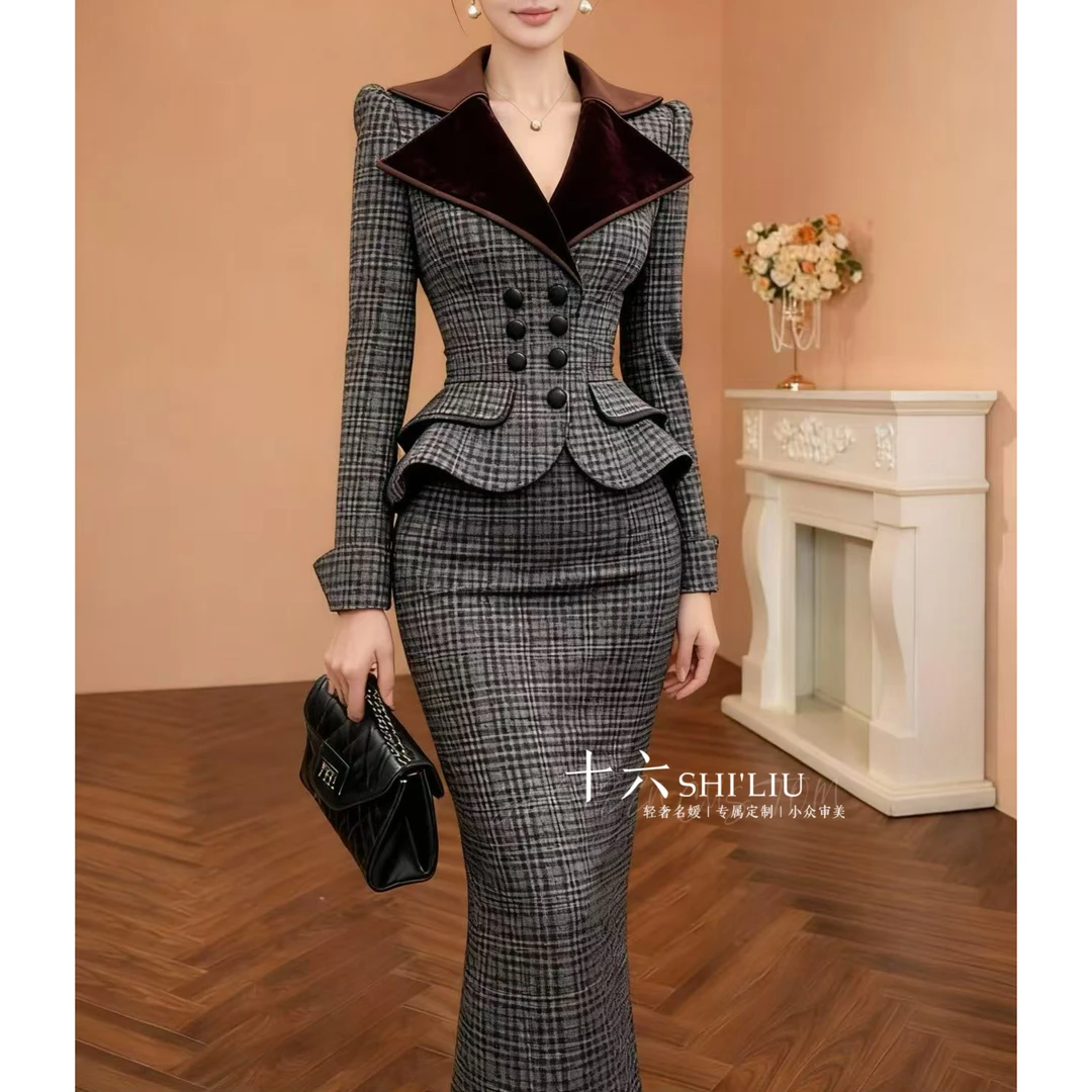 【十六定制】法式气质连衣裙长袖轻奢小众名媛显瘦连衣裙61611