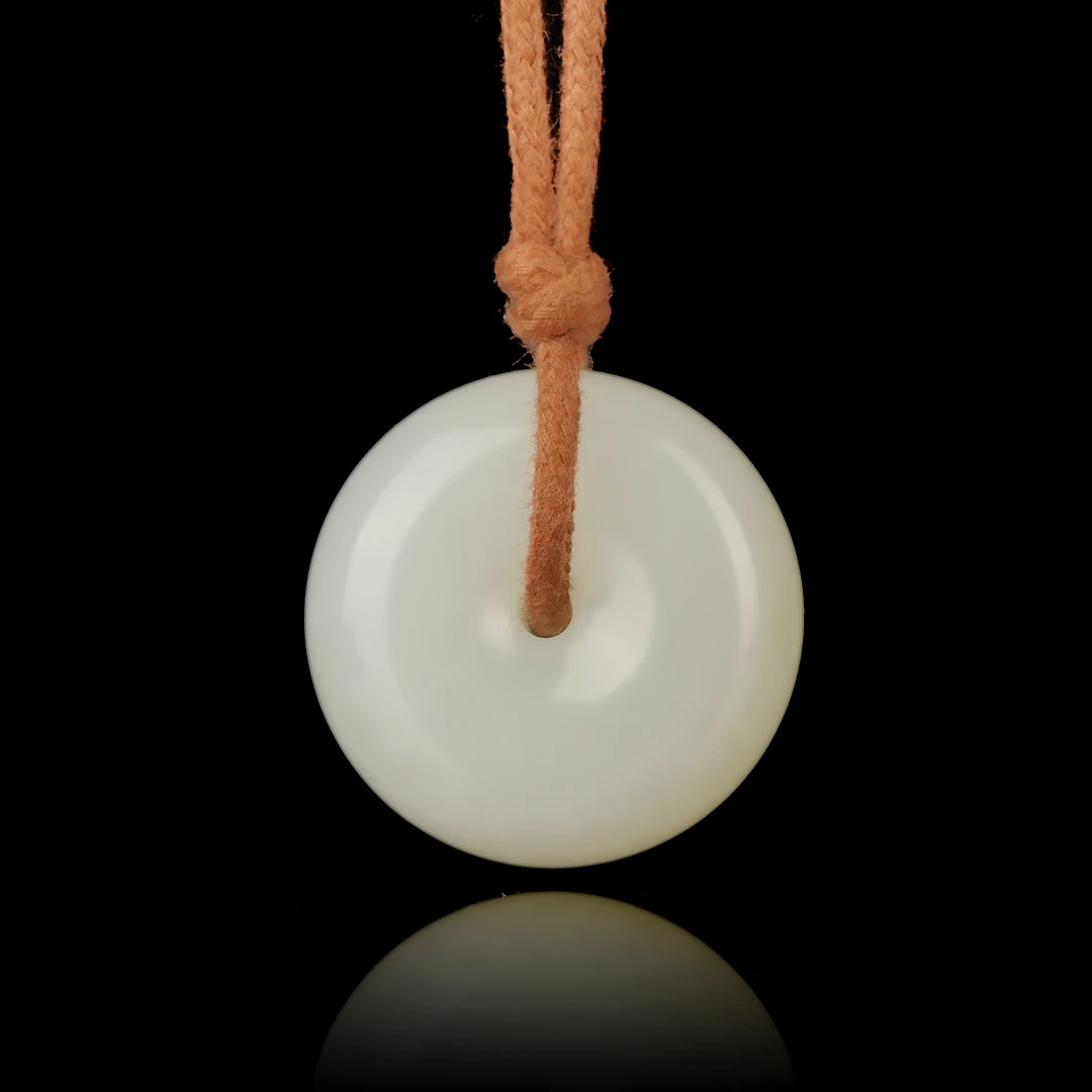 传世级 新疆和田玉籽玉顶脂粉平安扣坠 N1大证级 26*11mm H111210