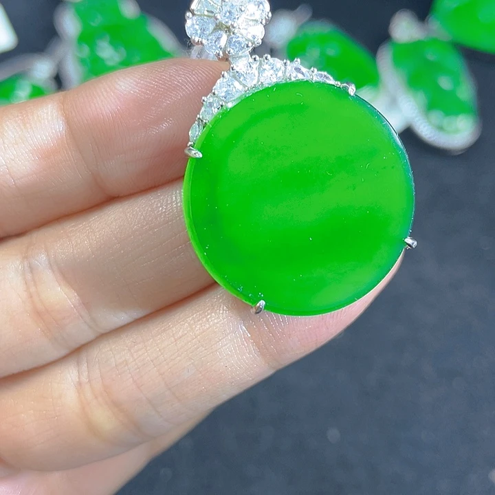 翡翠银S925镶嵌吊坠(不含链)N*H