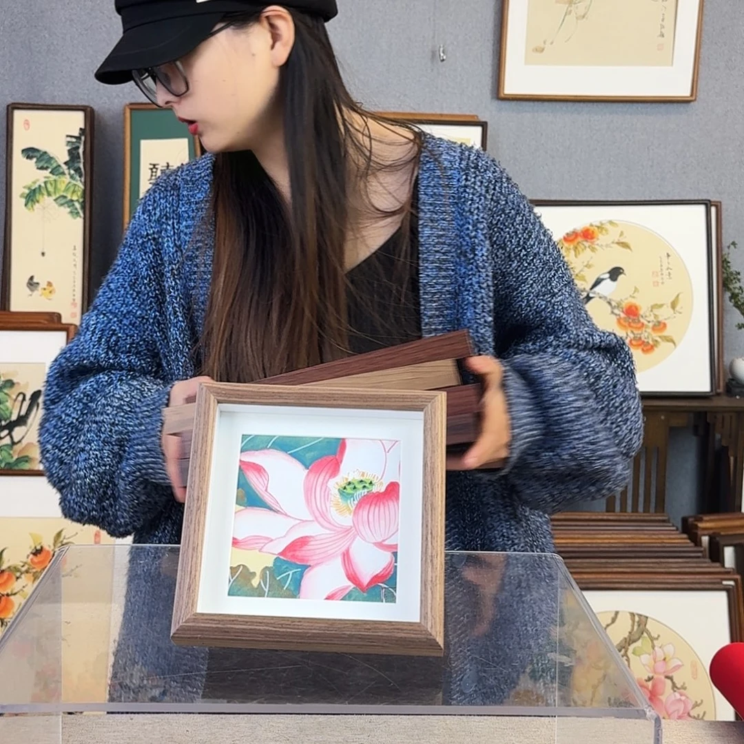 书法纯手绘，纯手写带框尺寸：15×15厘米