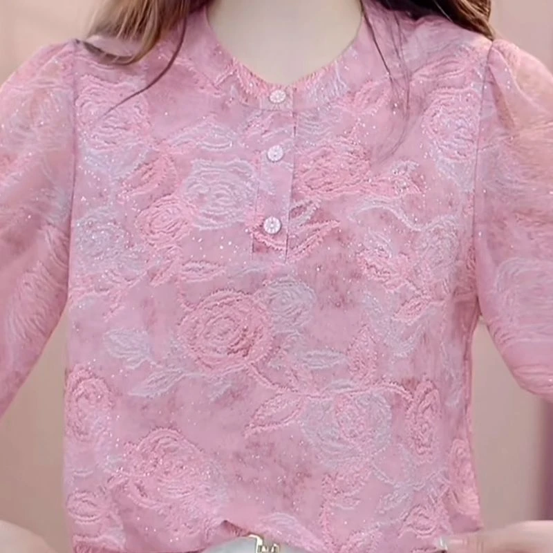 2138女士圆领碎花印花气质休闲百搭上衣