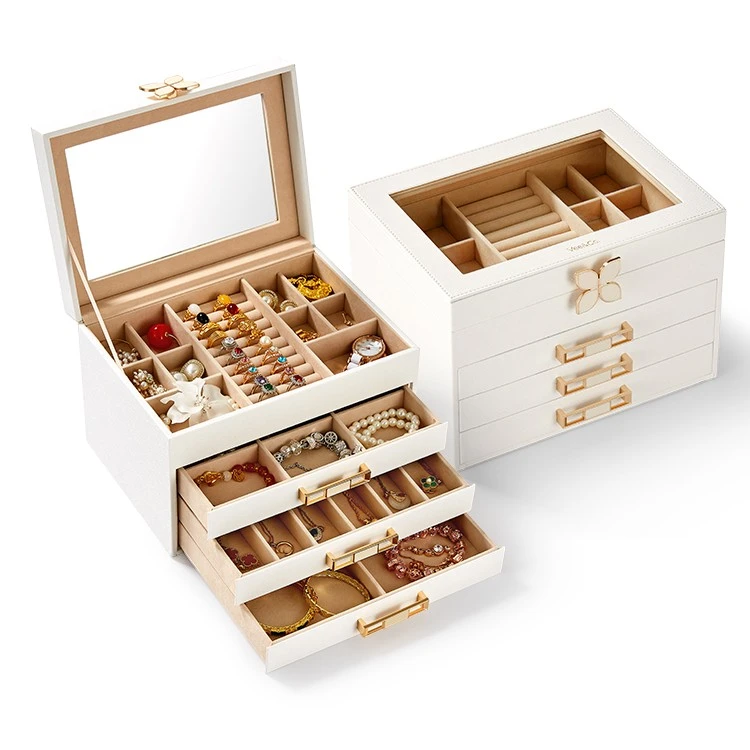 唯伊辰 首饰盒/箱 黄金珠宝盒透明多层饰品盒防尘项链耳环戒指盒