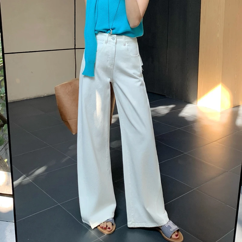 2025新款白色直筒牛仔裤宽松百搭阔腿显瘦裤子春款3400