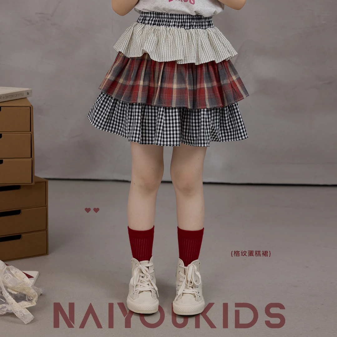 【被问链接】女童格子裙2025夏季时尚洋气中大童半身裙K2497