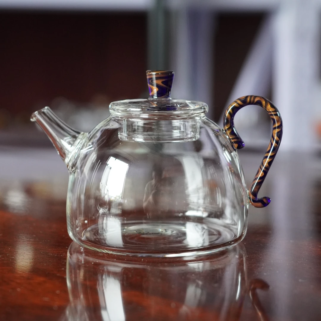 品牌正品 纯人工手作虎斑把手A级高硼硅煮茶壶lw98