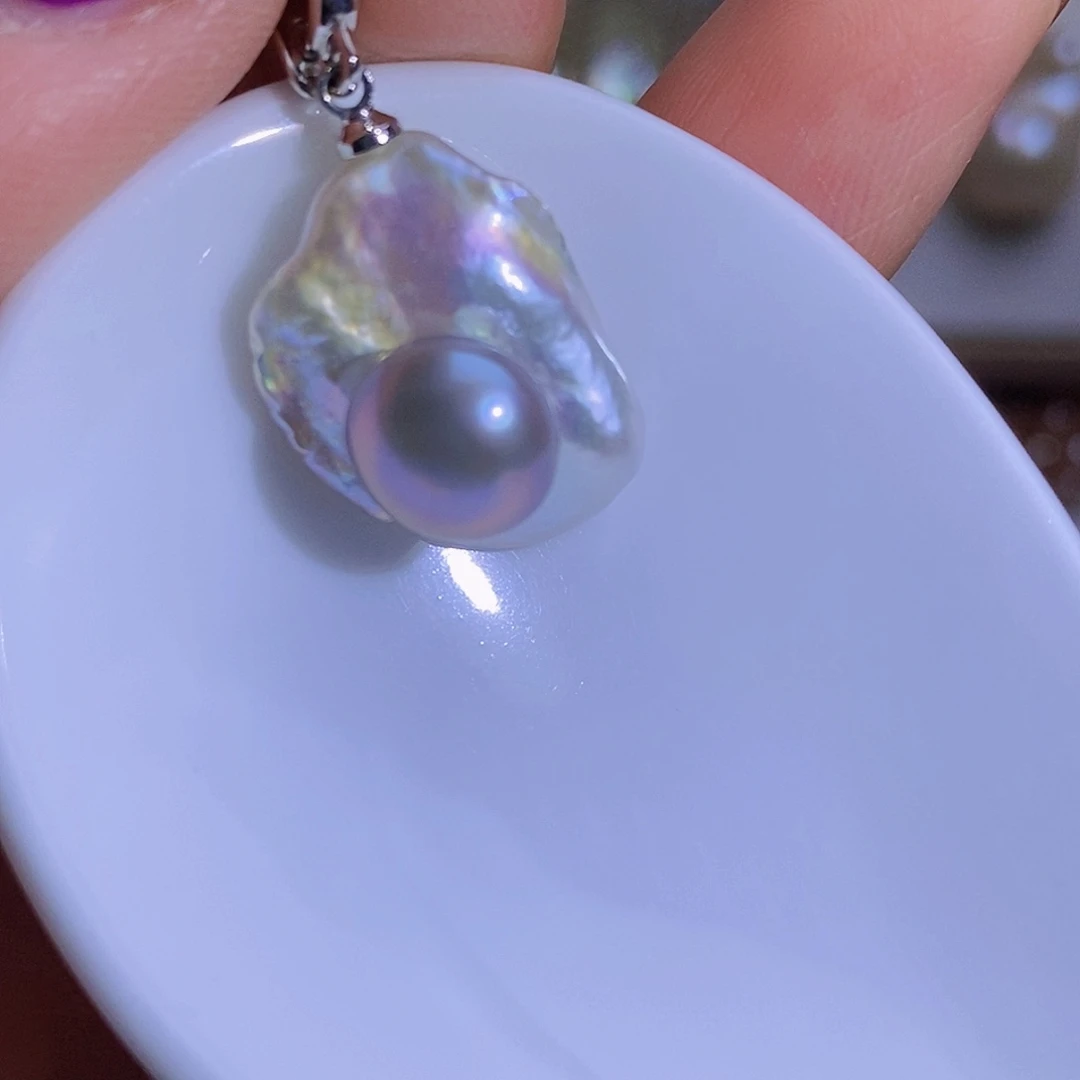 银S925镶嵌淡水珍珠淡水珍珠