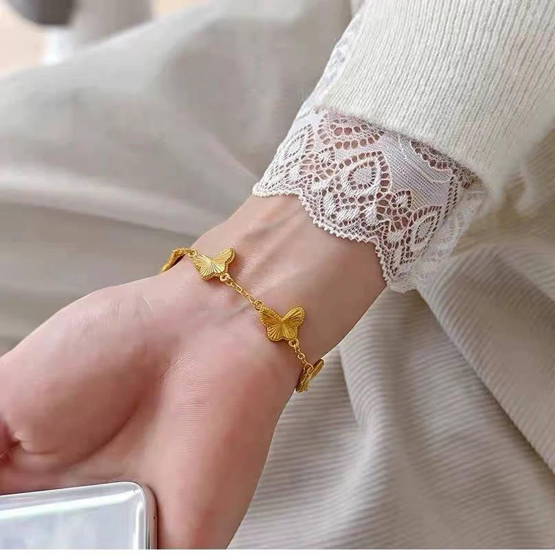 钛钢手链 国风镭射蝴蝶手链女2025新款精致轻奢小众高级感金色ins