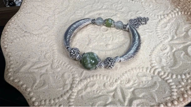 合金仿水晶吊坠 纯手工水晶原创设计奶绿色系古银色