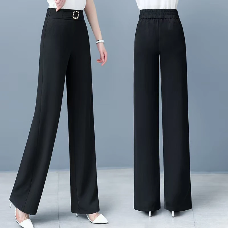 冰丝阔腿裤女2025夏季新品高腰显瘦直筒裤薄料垂感休闲裤子