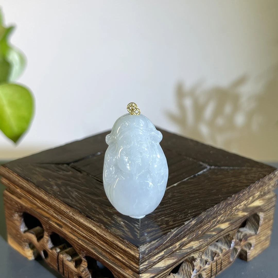 JGB02-31  天然缅甸A货翡翠  18K扣财神爷