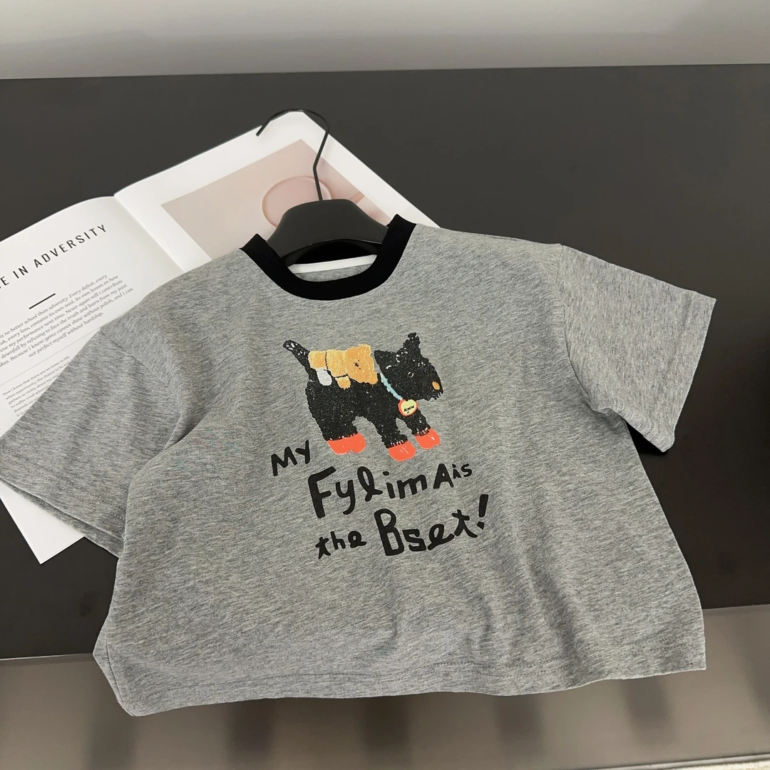 【两个小盆友】2025儿童夏季韩版卡通印花宽松短袖男童上衣T恤3135