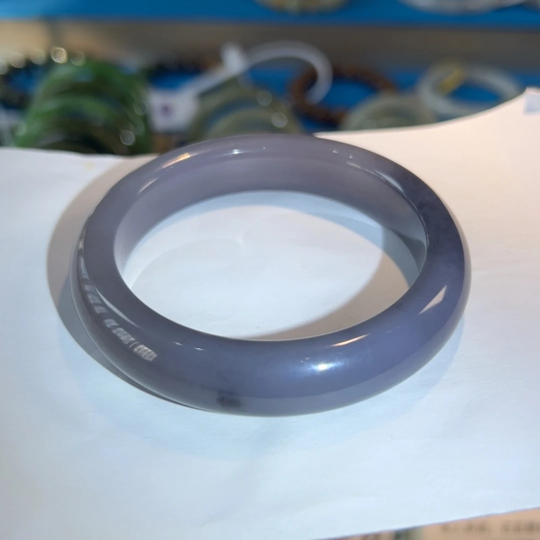 和田玉未镶嵌手镯-浓烟紫正装