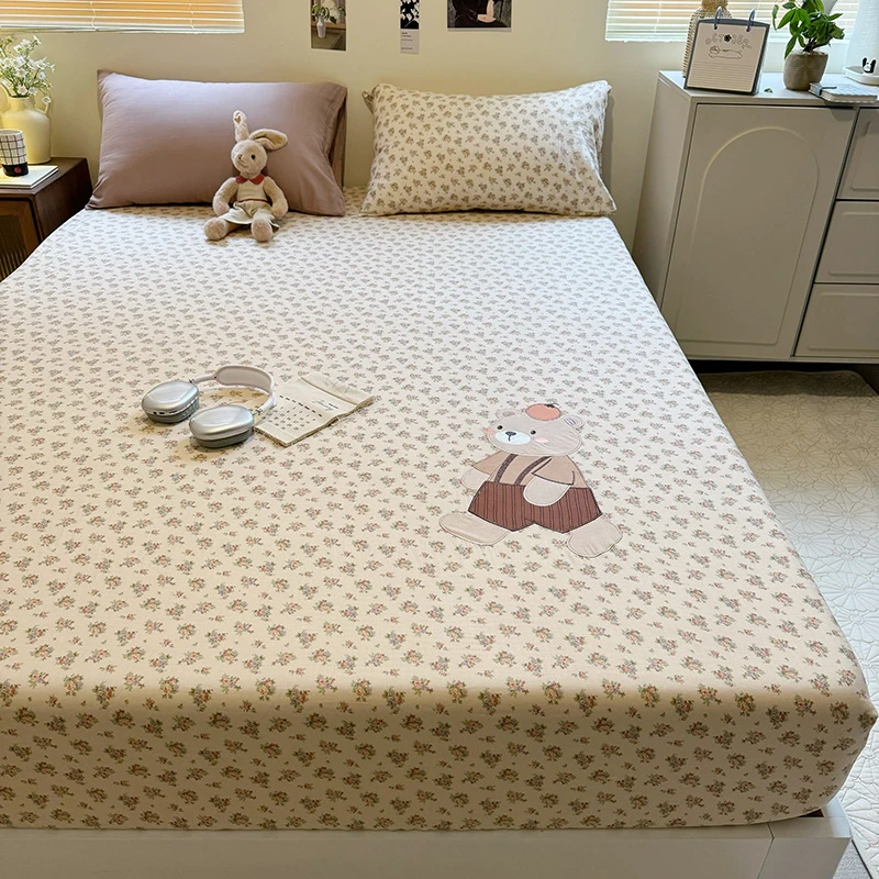 100全棉双层纱布床笠单件纯棉全包床罩卡通儿童床垫保护罩床单套