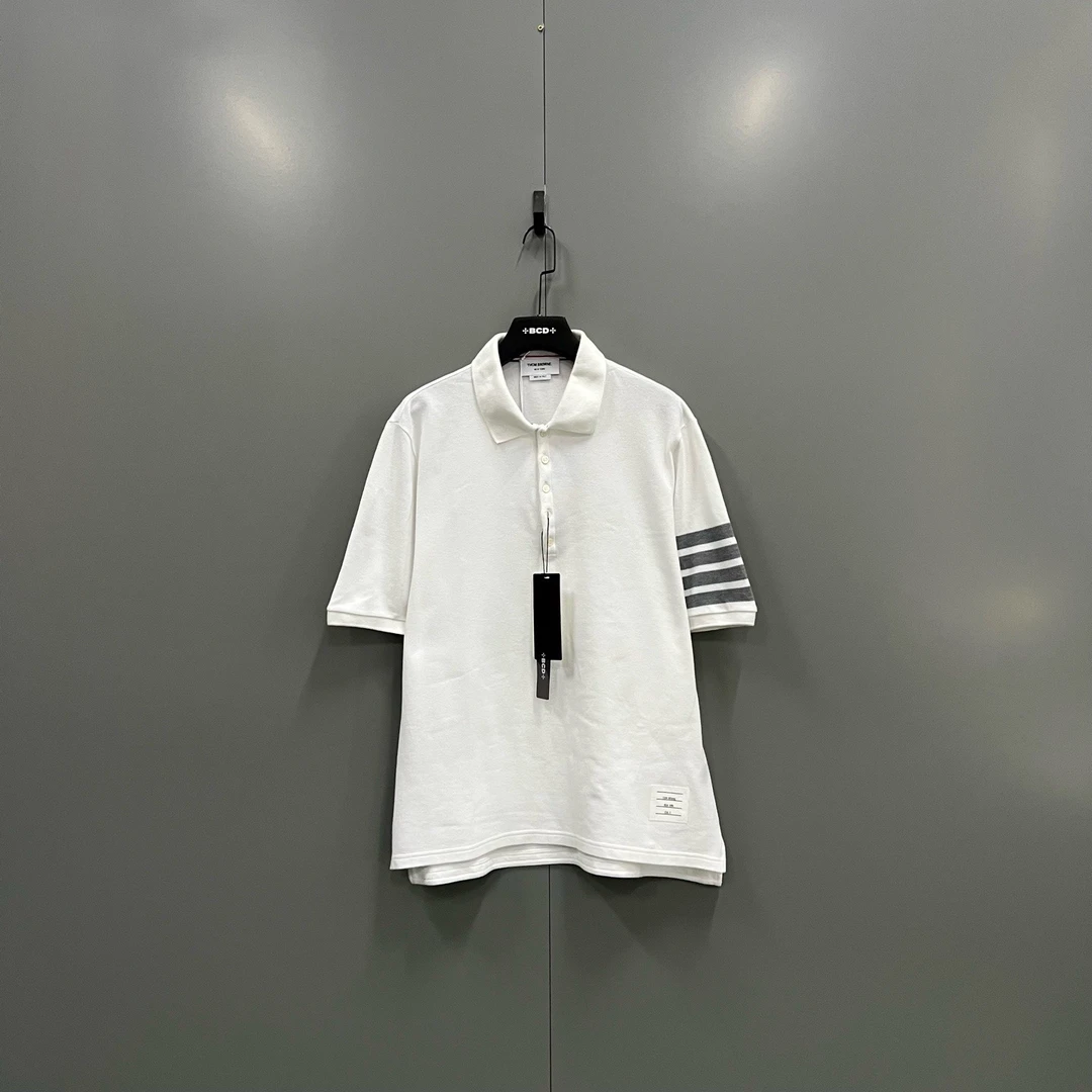 95新 THOMBROWNE (ll)字母条纹印花polo衫 3码/全新015865