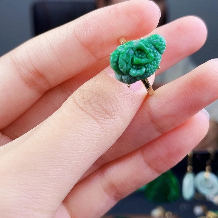 翡翠戒指银S925镶嵌饰品