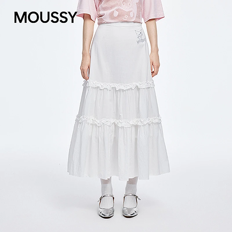 moussy&酷洛米合作款2025秋季新品甜美木耳拼接半裙010IAF01-6601