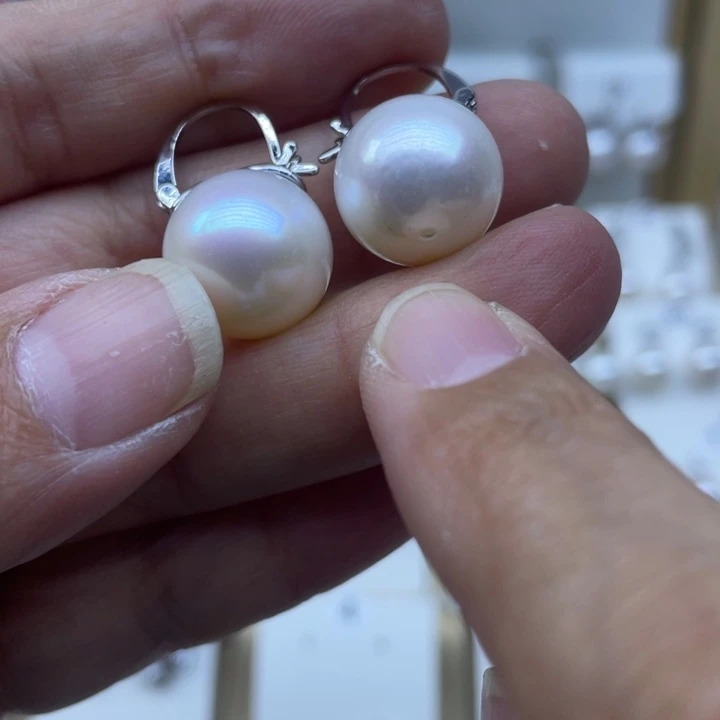 淡水珍珠耳饰银S925镶嵌