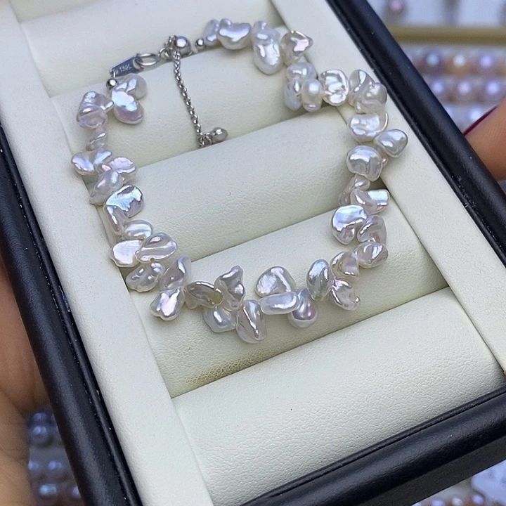 项链淡水珍珠银S925镶嵌手链