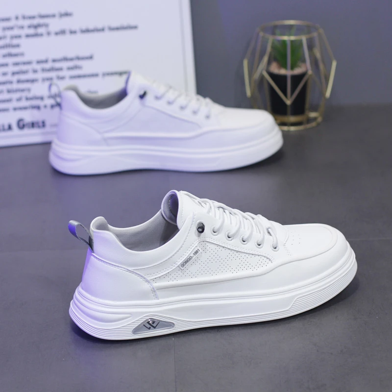 2025春季新款男士平底小白鞋松紧带套脚休闲鞋透气百搭运动板鞋男