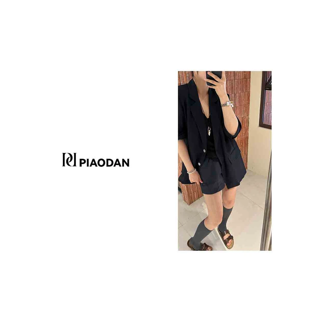 【PIAO DAN】黑色简约两粒扣防晒西装