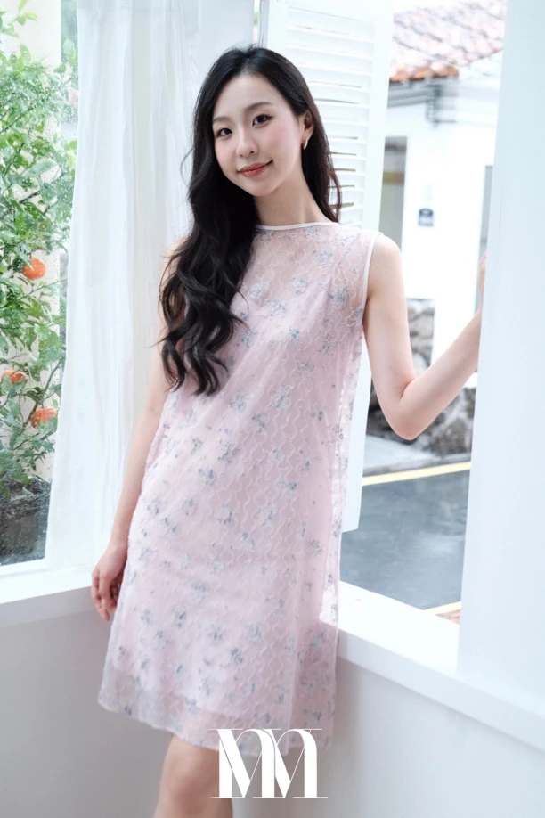 原价勿拍，找客服九折，粉色花卉蕾丝连衣裙