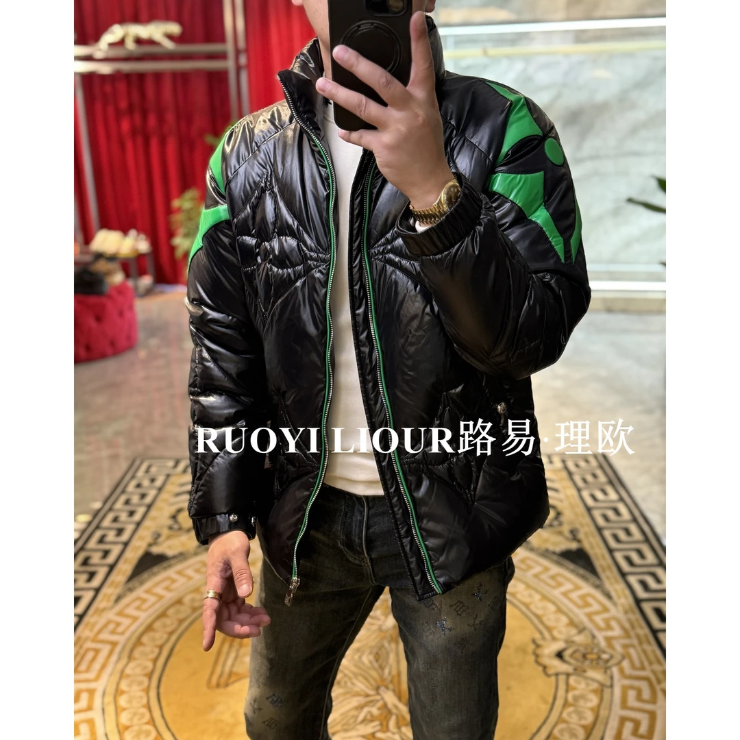 【路易理欧】欧货男士幸运花纯色时尚休闲百搭潮流羽绒服0736