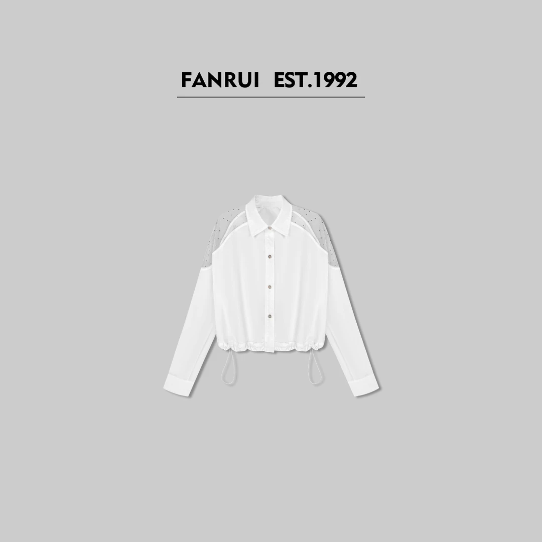 FANRUI/泛芮「泰兰德假日」肩部镂空烫钻设计感衬衫外套B15239