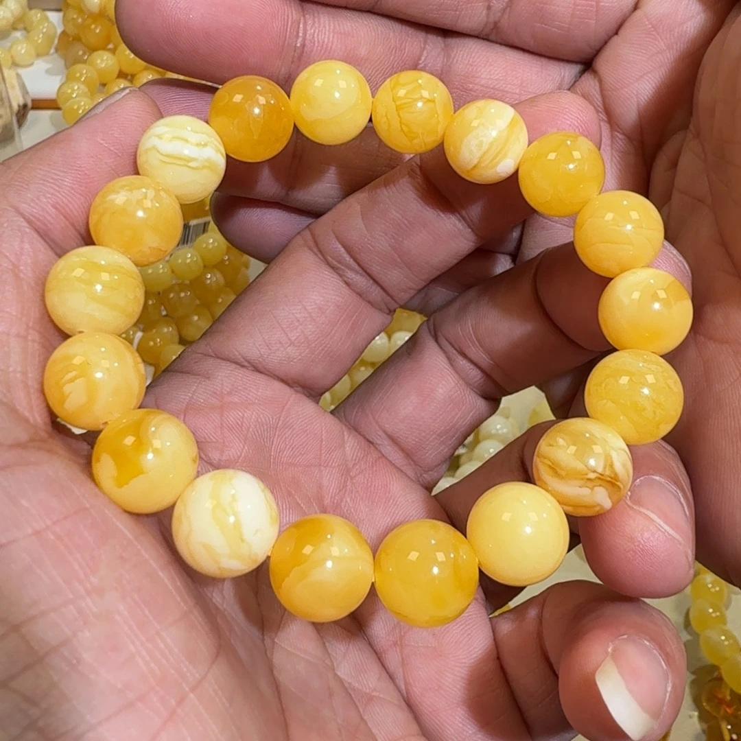 琥珀未镶嵌珠宝奇石12m焦皮多宝圆珠手串16.98
