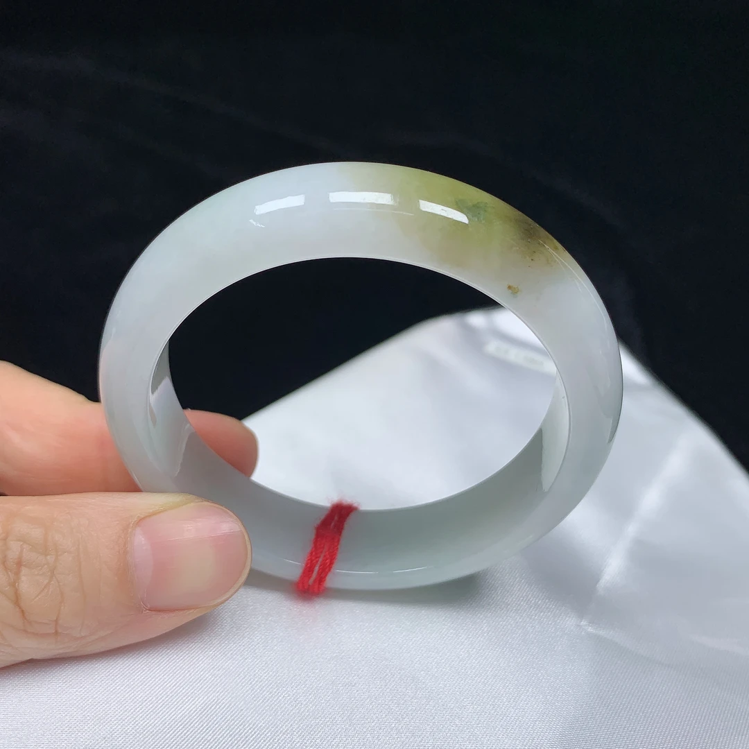 53正圈缅甸天然翡翠A货正圈手镯少女款时尚百搭平安玉镯有纹