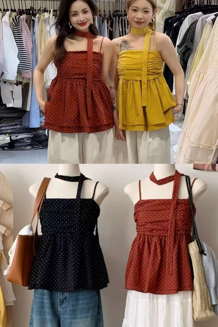 淼淼家辣妹风修身型韩系INS风吊带背心碎花夏装吊带衫韩版