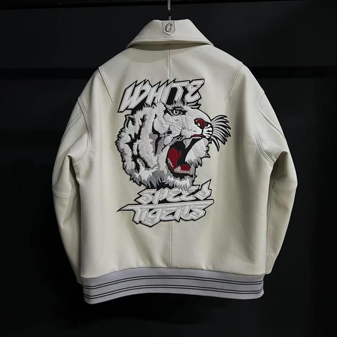 【亿阳优选】2369 2025秋季上新“白虎”头层白牛皮宽松显瘦潮流皮衣