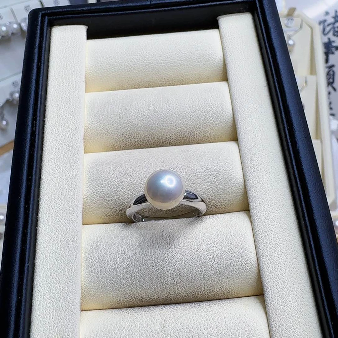 淡水珍珠戒指银S925镶嵌小***柜