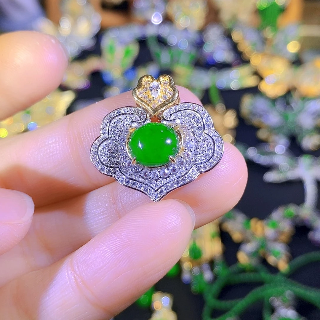 颈饰银S925镶嵌翡翠