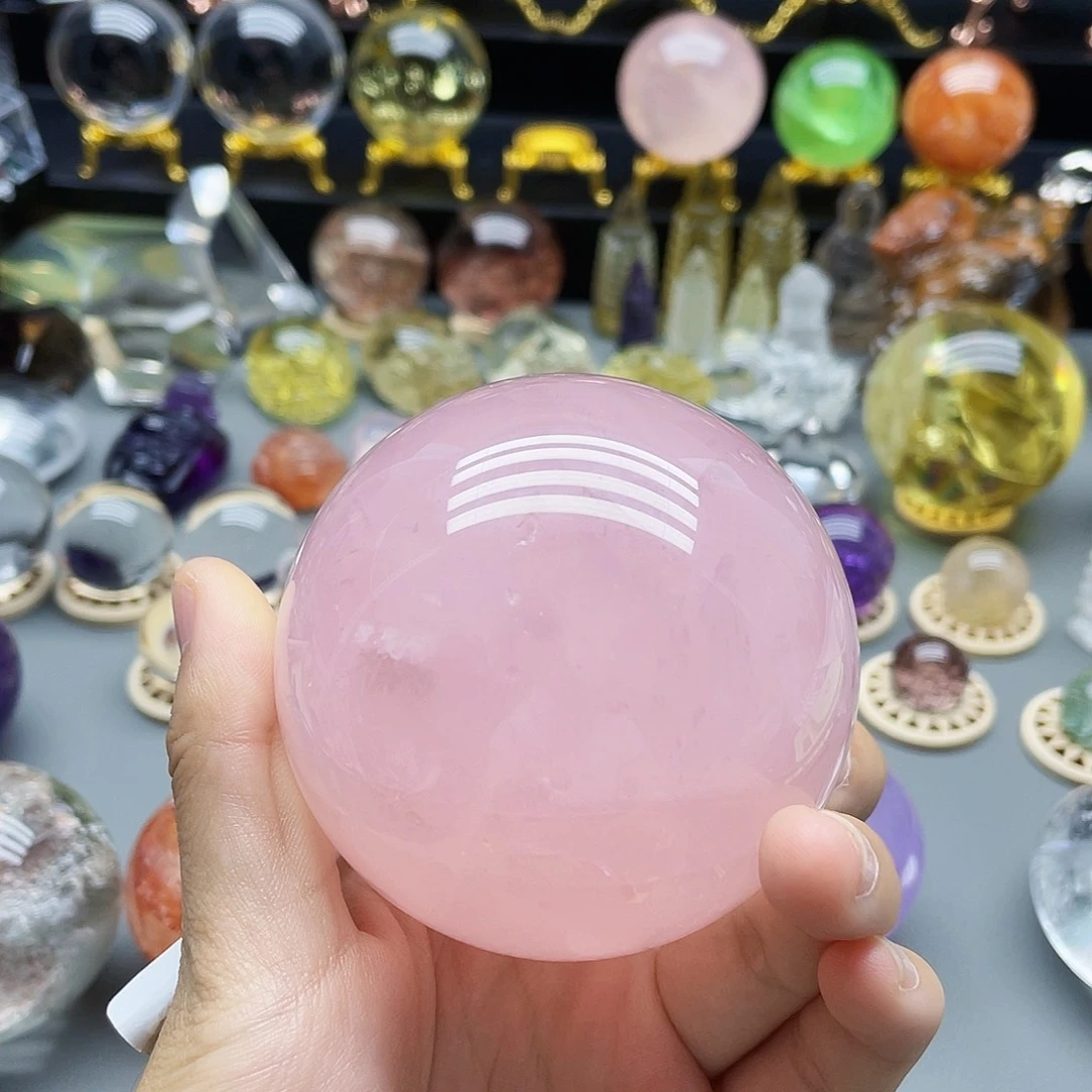 未镶嵌珠宝半成品水晶天然粉水晶72.3mm