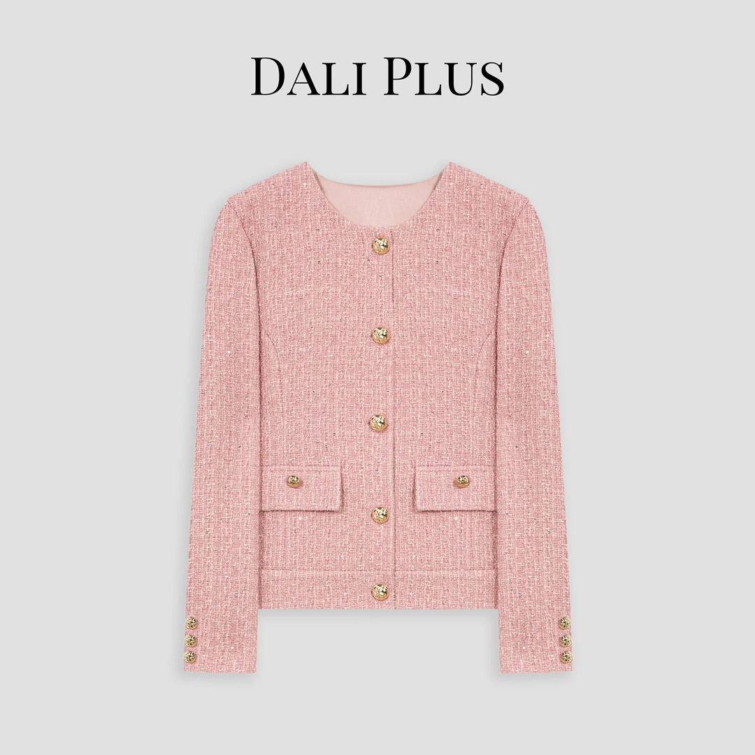 DALI PLUS时尚气质法式粗花呢小香风羊毛优雅秋冬外套-D4ST0148