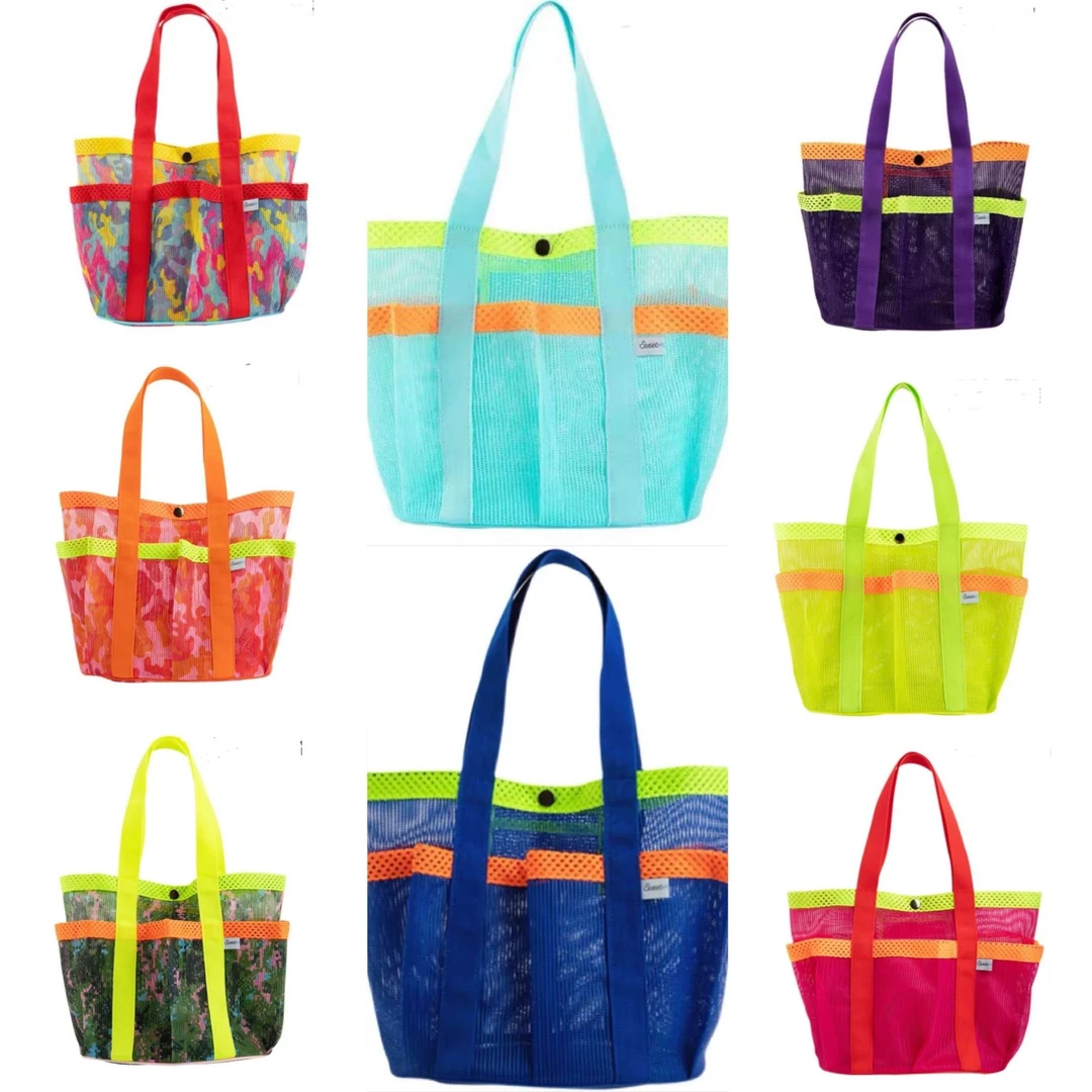 韩国XBLUE多口袋容量大手提游泳包离心网口袋沙滩游泳收纳网包